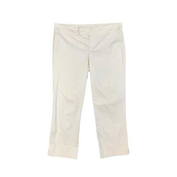 Lilly Pulitzer Pants Womens 8 White Palm Beach Fit Mid Rise Pocket Stretch Capri - Picture 1 of 9